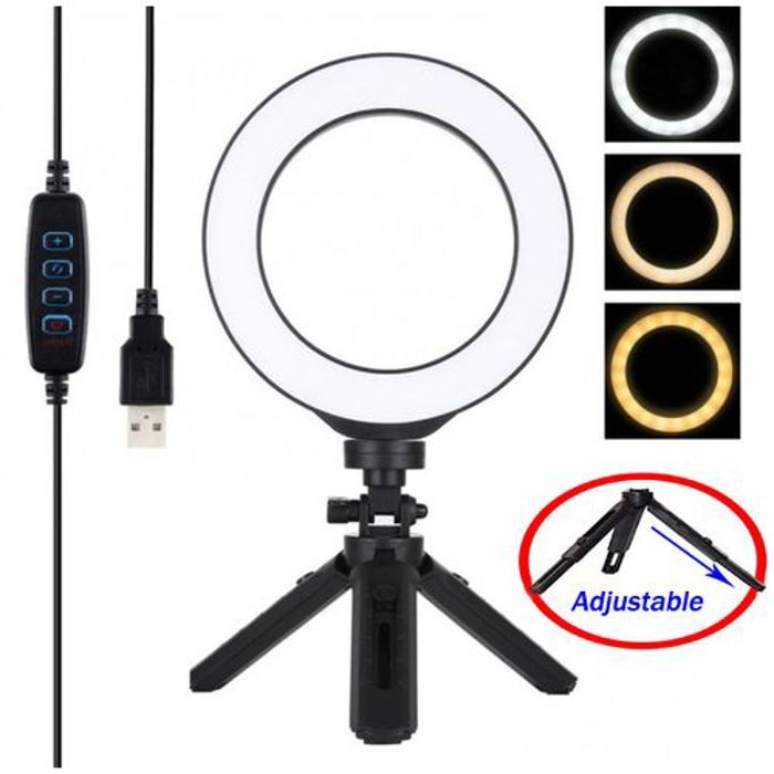 Mini Ring Light, trépied avec Anneau Lumineux LED Support Téléphon éclairage