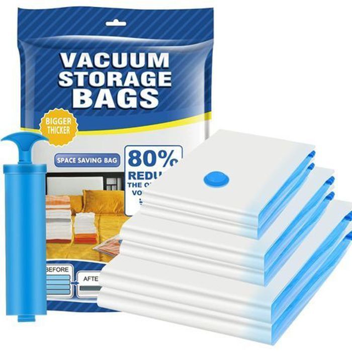 Sacs de rangement sous vide - GENERIC - Kit de 6 - Pliable - Bordure transparente - Gain de place