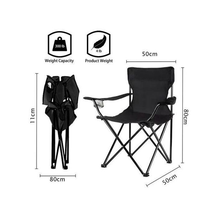 Chaise Siège de Plage Camping Pêche Pique-Nique, Facile à Porter, Fauteuil Relax avec porte-Bouteille plus sac