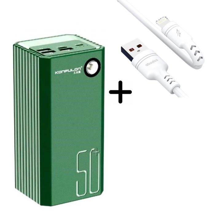 Powerbank 50000 mAh Konfulon A22 Original + Câble Lightning Abodos AS-DS33i - Mini pack