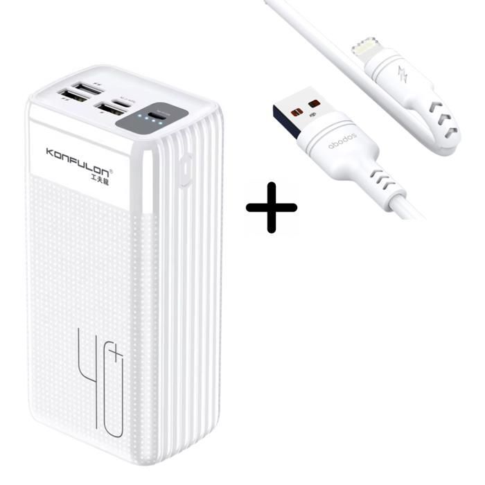 Powerbank 40000 mAh Konfulon A21L Original + Câble Lightning Abodos AS-DS33i - Mini pack