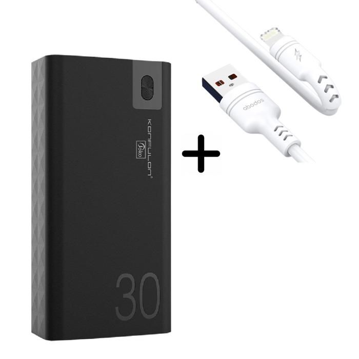 Powerbank 30000 mAh Konfulon A19 Original + Câble Lightning Abodos AS-DS33i - Mini pack