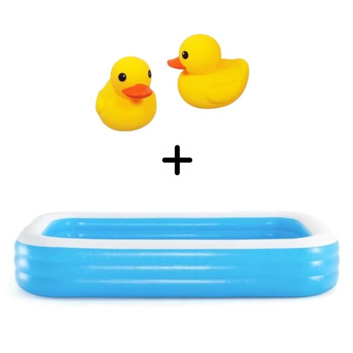 Piscine Rectangulaire Bestway Bleu – Grande Taille –  avec 2 Mini-Canards Inclus