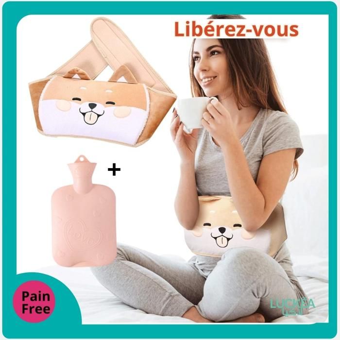 Ceinture Peluche Tissu Doux avec Bouillotte - Chien