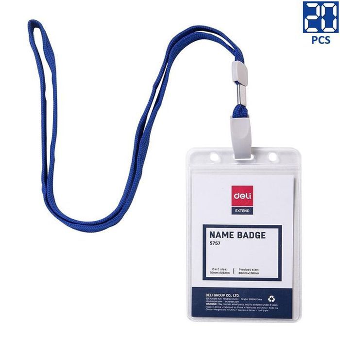 Deli 20 Badge 5757 Porte cartes avec lanière 70mm x 105mm