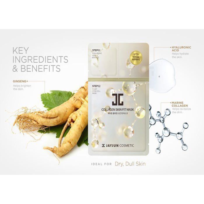 Masque en feuille - JAYJUN - Collagen Skin Fit Mask - 10 feuilles - 25 ml - Tous types de peau