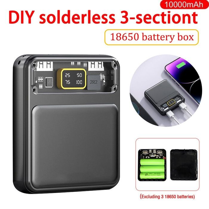 Best1 Power Bank 10000 mAh -5V 2A 30W avec 4 cables Transparent led