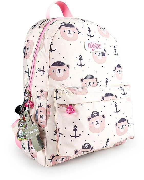 Sac à Dos 14"  - 2 Poches  - Tissu Satin Imperméable - Rose
