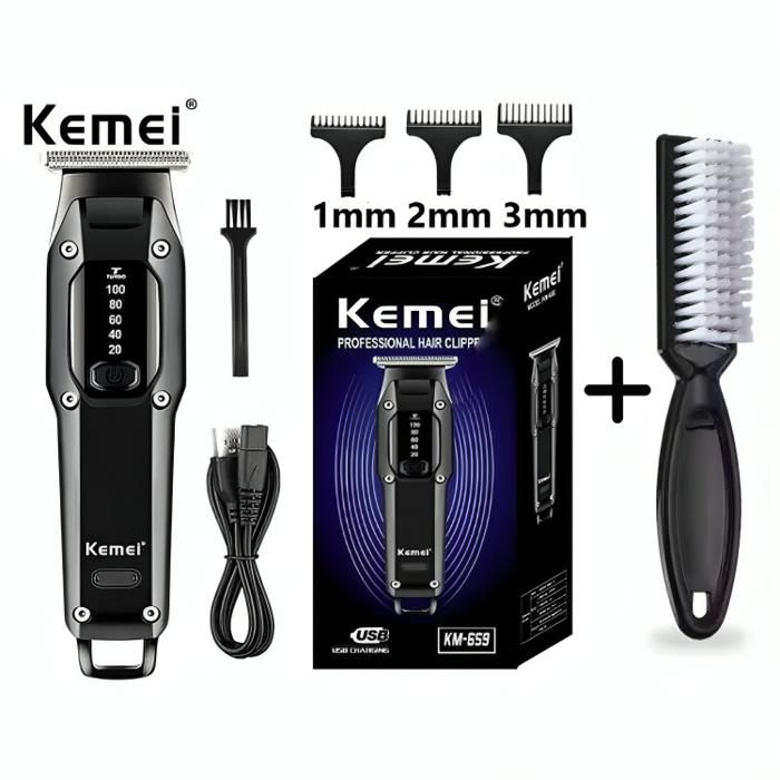 Tondeuse KEMEI KM-659 + Brosses à barbe - Mini pack