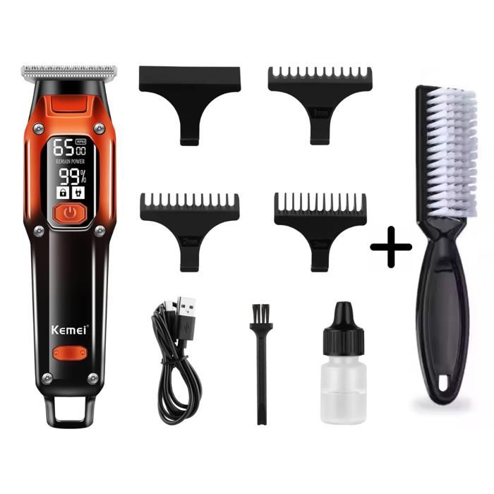 Tondeuse KEMEI KM-658 + Brosses à barbe - Mini pack