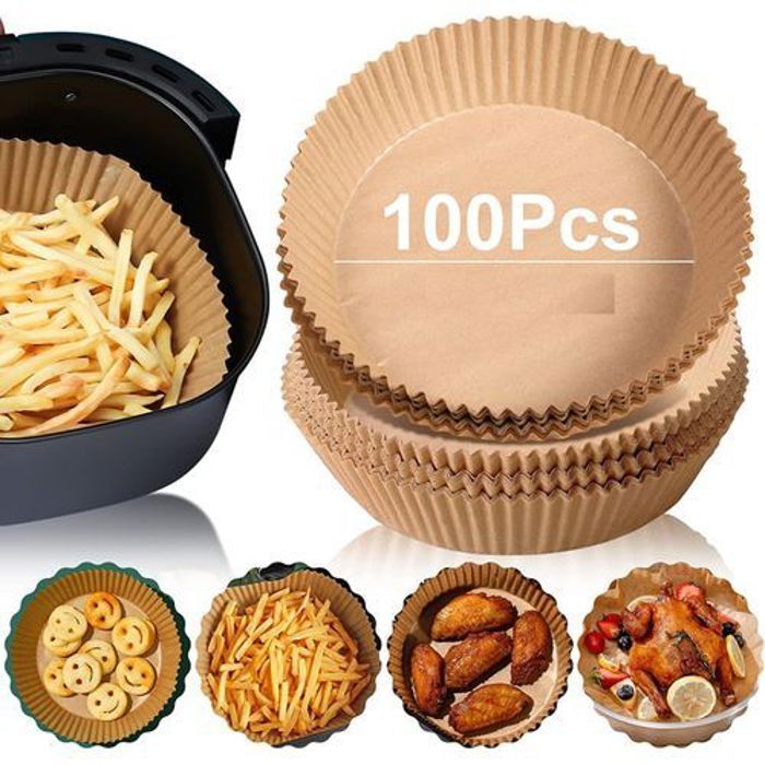 pack de 100 Papier cuisson pour Air Fryer Anti adhésif qualité alimentaire