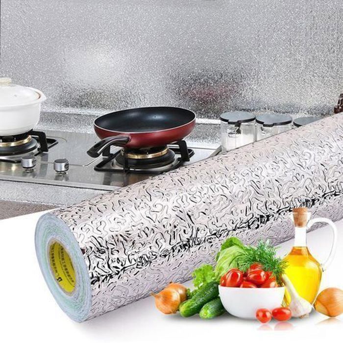 Autocollants Papier d'Aluminium Résistant à l'Huile pour Armoires et Plus