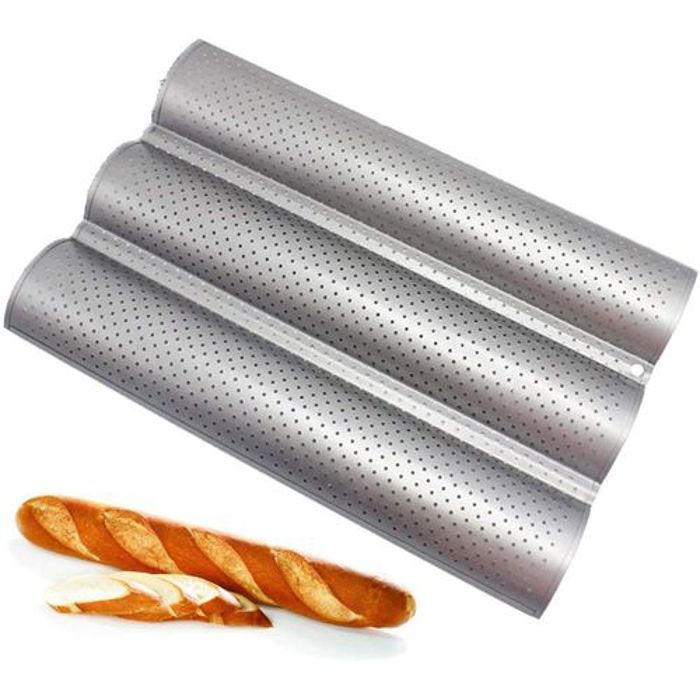 Plaque Moule De Cuisson Perforé 3 Baguettes Pain