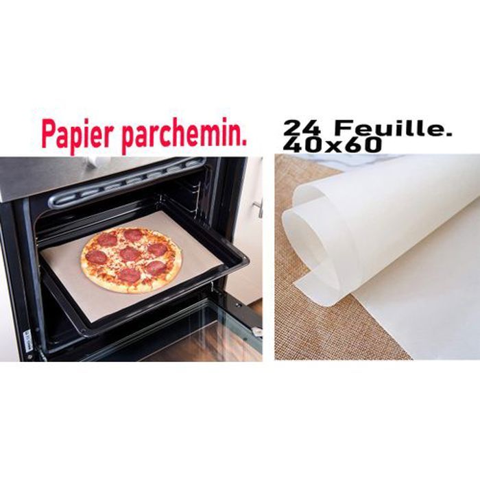 24 Feuille, Papier parchemin Non Blanchi Anti adhésif pour Cuisine Cuisson Cookie Papier Cire Idéal pour la Cuisson, Blanc, 40x60