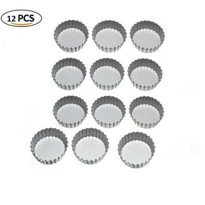Mini Moules à Tartes - Non spécifié - 10 cm - Acier au carbone - 12 pièces - Amovibles