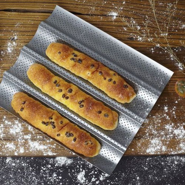 Moule de Baguette Pain Français Anti Collage Forme Vague Argent