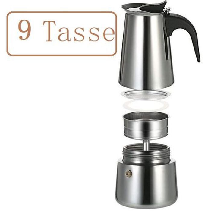 9 Tasse Espresso cafetière maker, espresso Portable haut Moka inoxydable