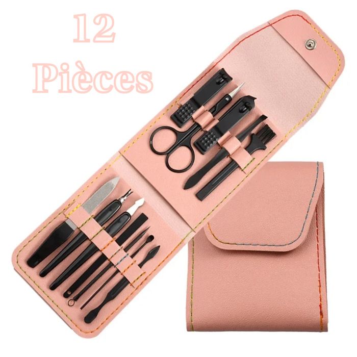 Ensemble de manucure et pédicure . Set professionnel complet, 12 pièces avec Trousse.