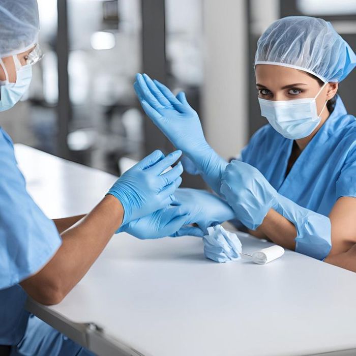 Gants Nitrile Bleu sans Poudre - Boîte de 100 Unités