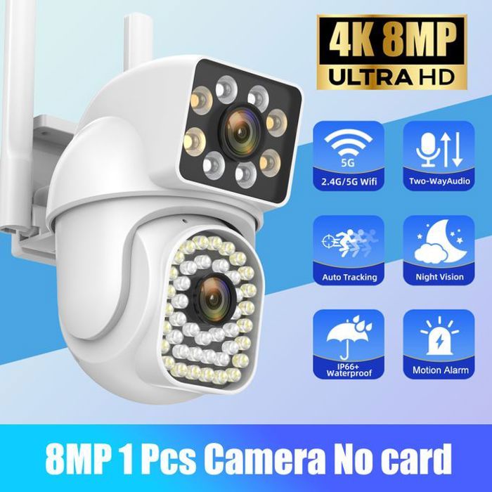 Caméra de surveillance extérieure PTZ IP WiFi 8MP/5G/4K,étanche,avec n'aime x10,vision nocturne