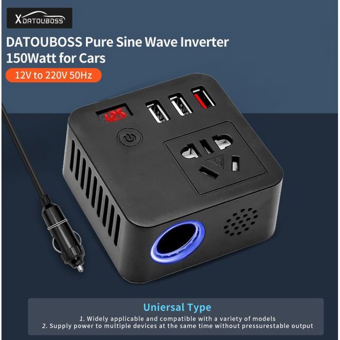 Convertisseur de Prise,Onduleur 150W Crête DC12V/24Và110V/220V,Onduleur Adaptateur De Charge Rapide