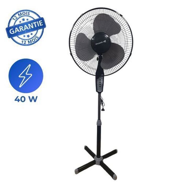 COLDAIR - Ventilateur posable sur pied - 3 Vitesses - 40W - Gris et Noir