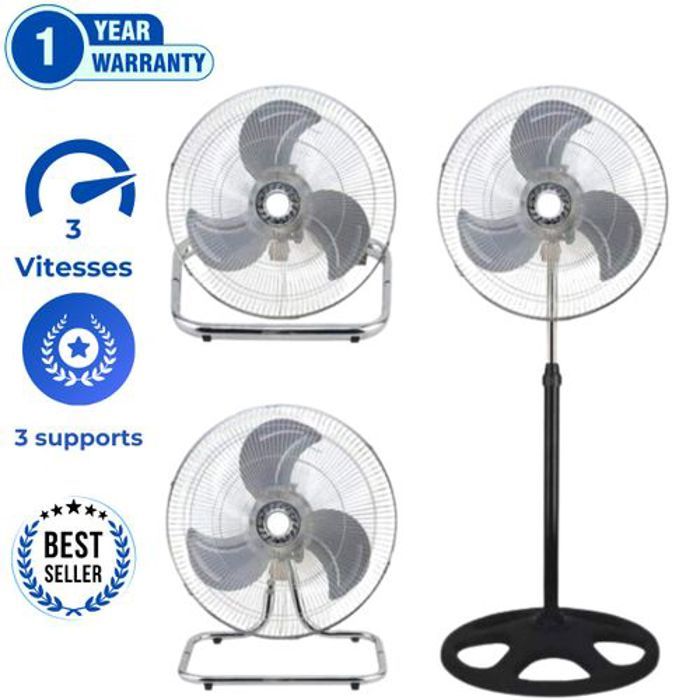 Goldair Ventilateur posable sur pied - 3 supports - 3 vitesses - 40W - INOX