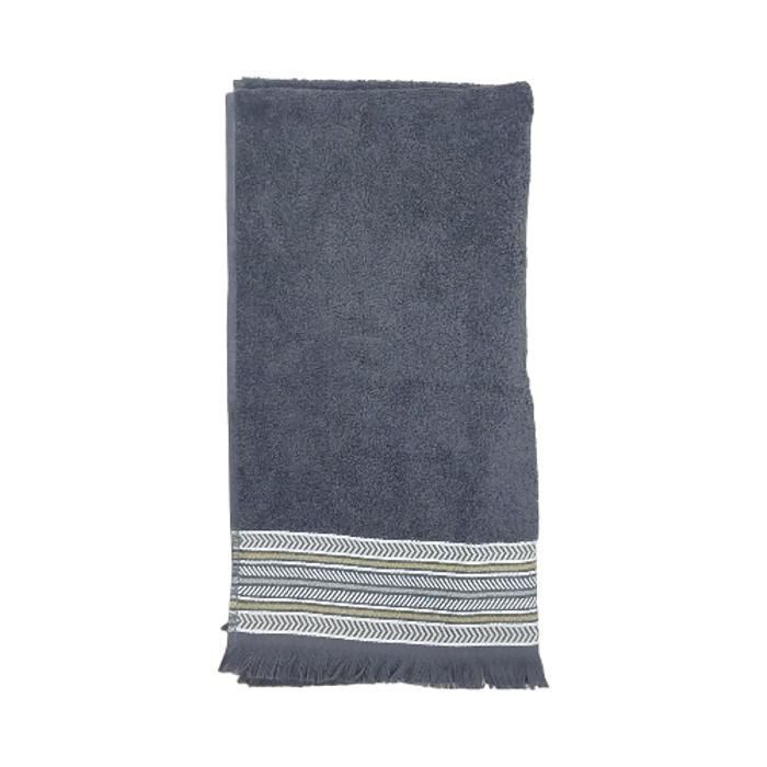 SERVIETTE STRIE 50X90 ANTHRACIT 500G INVITE JACQUARD