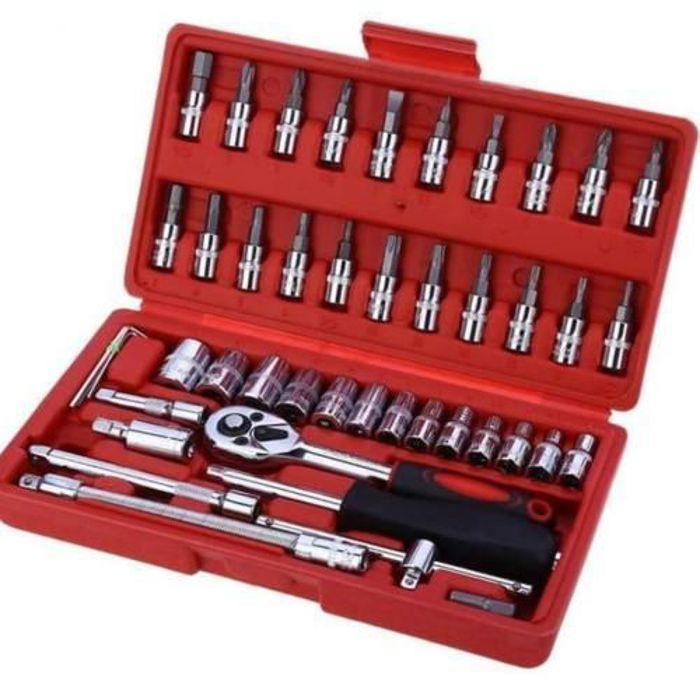 Kit d outils 46 pièces boîte incluse Ensemble de clés à douille combinées