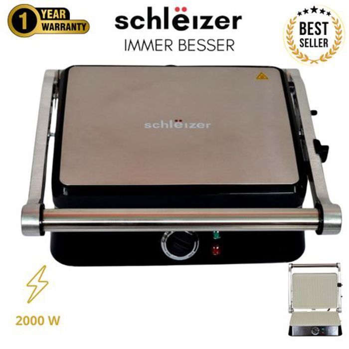 Grill panini en acier inoxydable antiadhésif en Teflon- 1400w