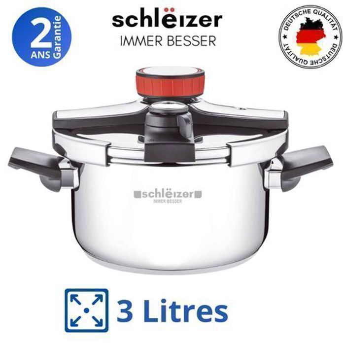 SCHLEIZER - Cocotte Minute - Autocuiseur À Pression - Inox Clic-Clac - 3 Litres