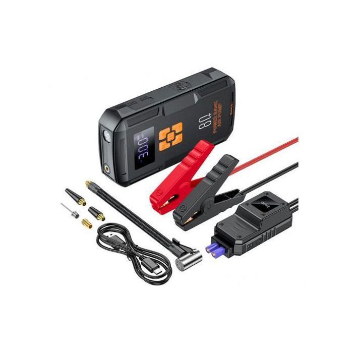 Hoco QS2 2 en 1 Portable smart Démarreur de secours, Pompe à Air, lampe de poche et Power Bank