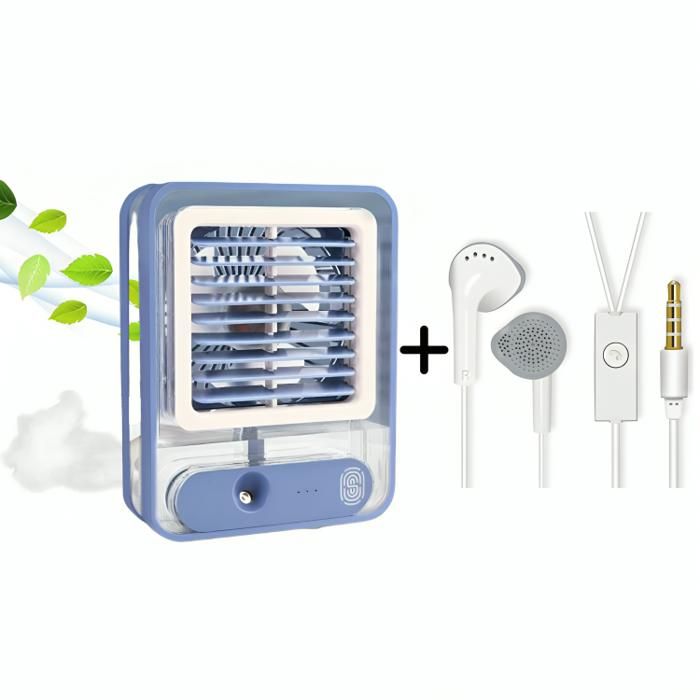 Mini ventilateur de bureau personnel Mauve + Écouteur Blanc - Mini pack