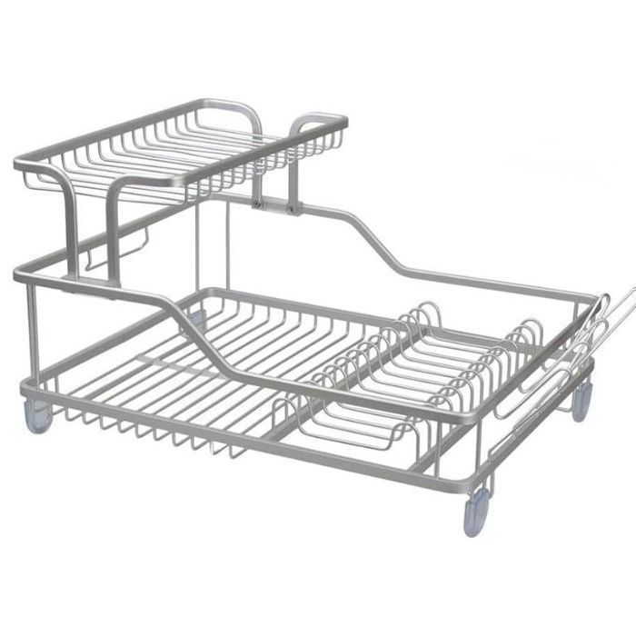 EGOUTTOIR VAISSELLE EN ALUMINIUM plus PLATEAU CHROME 57,5X35X27,5 CM