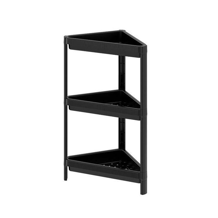 Etagère d'angle - MARQUE - Noir - 3 niveaux - Multi-usages - Facile à monter