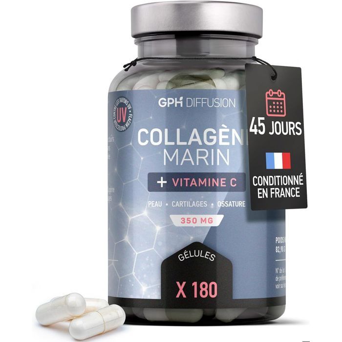 GPH Diffusion – Collagène Marin enrichi en Vitamine C, 180 gélules