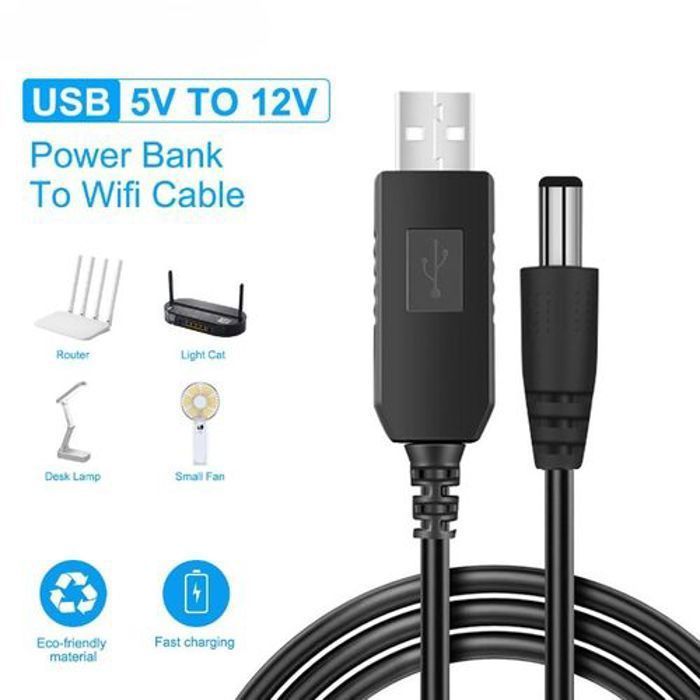 adaptateur USB DC 5V 12V, câble d'alimentation pour routeur,fil WIFi