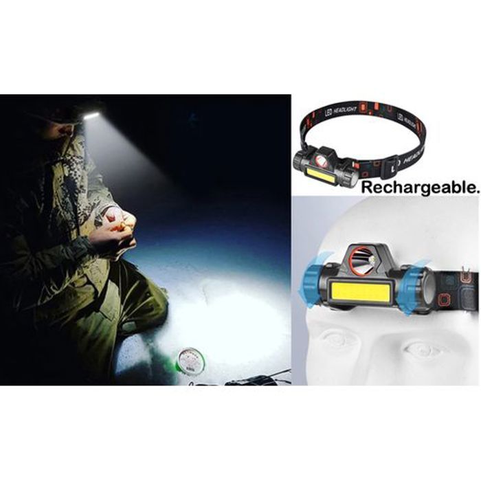 Lampe frontale étanche à Led Cob, batterie Rechargeable Usb intégrée, fonctionnement, Torche de chasse