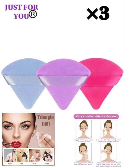 Éponges à Poudre , Lot de 3 Houppettes Triangulaire originaux .Couleurs Aléatoires.
