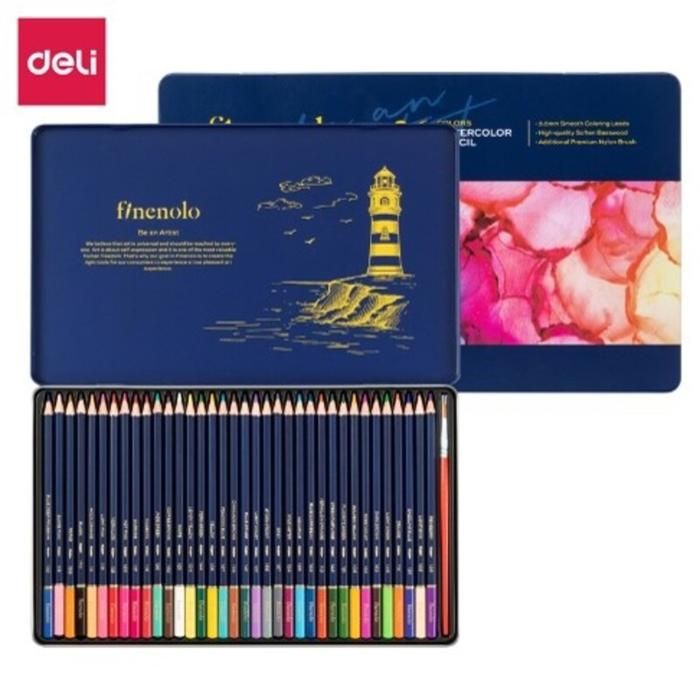 Boite de 36 crayons couleurs aquarelles deli
