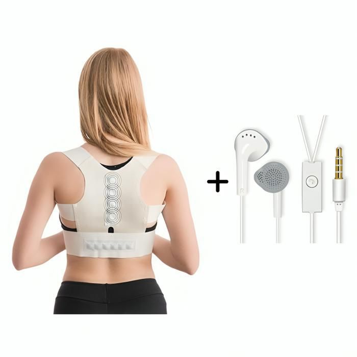 Support de Posture pour le Dos Blanc + Écouteur Blanc - Mini pack