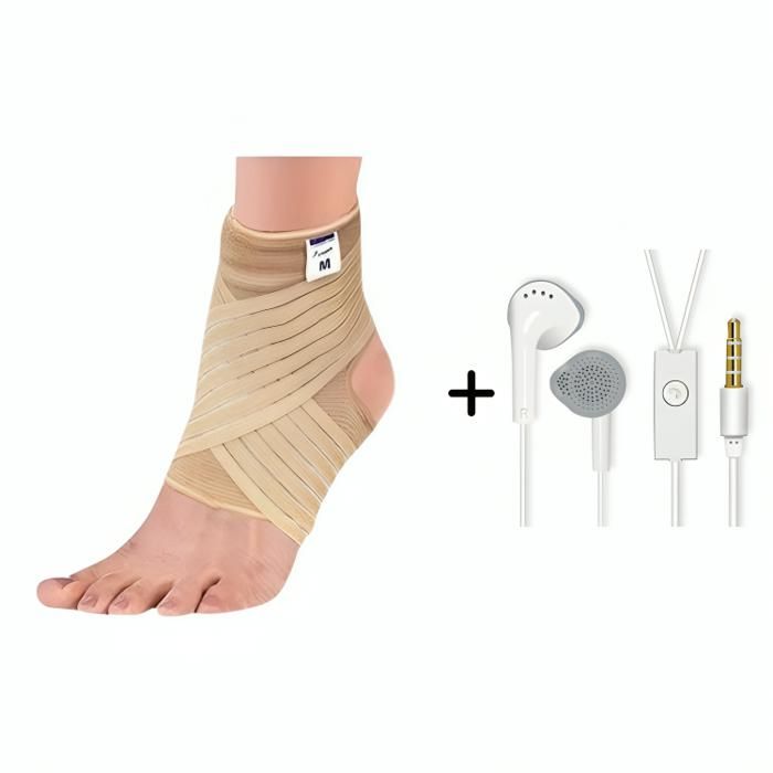 Bandage pour cheville + Écouteur Blanc - Mini pack