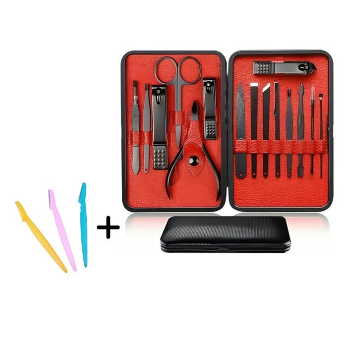 trousse pédicure manicure soin visage Kit 18 pièce + 3pcs suppression razoir visage - Mini Pack