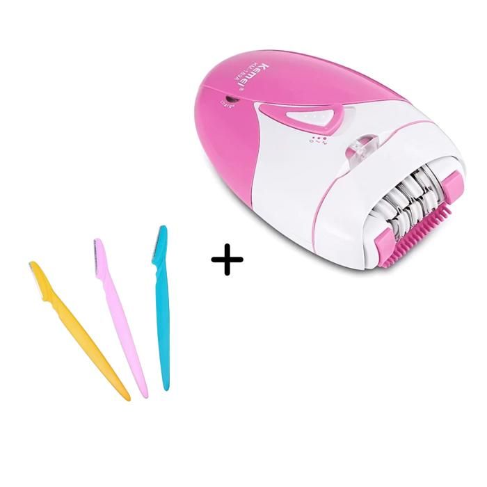 Épilateur Femme Kemei KM-189A Rechargeable par USB + 3pcs suppression razoir visage - Mini Pack