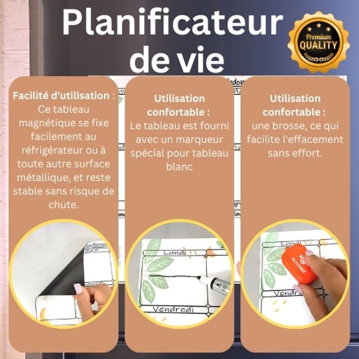 Planificateur Hebdomadaire - Magnétique - Flexible - To Do List - Couleurs Pastel - Espace Écriture Optimal