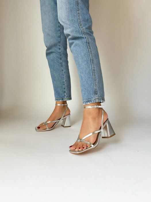 Sandales - MELANY BROWN LONDON - LOLITA - Argent - Talon carré - Simili cuir - Marjane Mall - Image 1