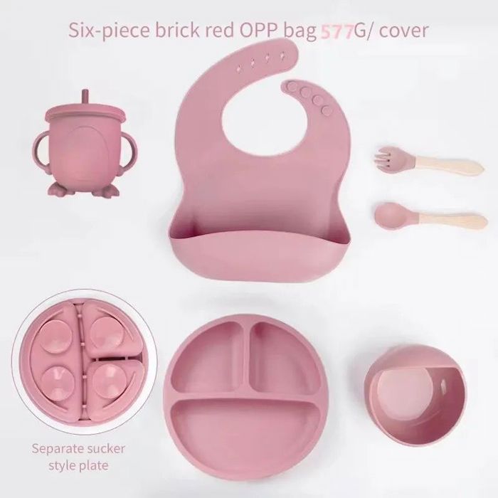 Ensemble silicone bébé 6 PCS Rose