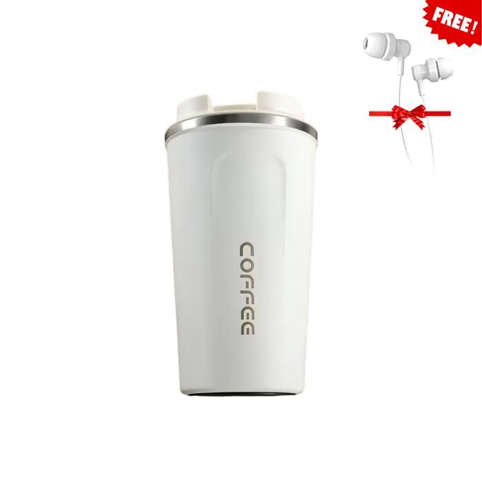 tasse à café en acier inoxydable - Blanc, Avec écouteurs Gratuit