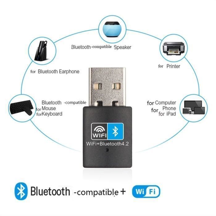 Cle Wifi et Bluetooth 4.2, USB, Adaptateur 150m LAN réseau WiFi Adaptateur de carte
