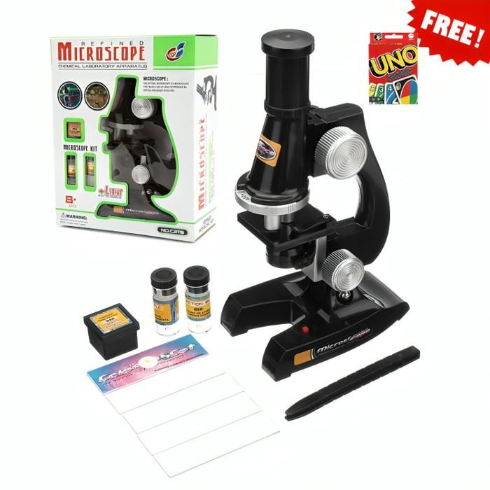 Microscope de laboratoire chimique Jouet éducatif + Jeu de Carte Uno Gratuit
